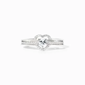 Mothers Day Gifts from Daughter, Ring for Mom from Daughter, Mother Daughter Ring, Mama Daughter Joined at the Heart Ring, 925 Sterling Silver Layered Heart Love Ring for Mom and Daughter