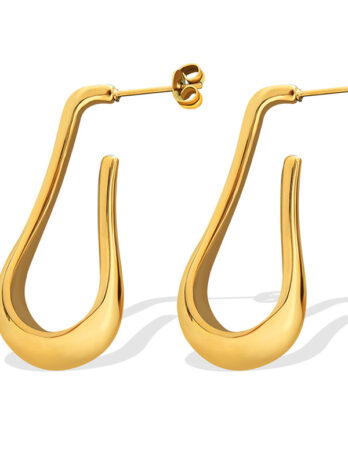 Elegant K18 Gold-Plated Curved Earrings