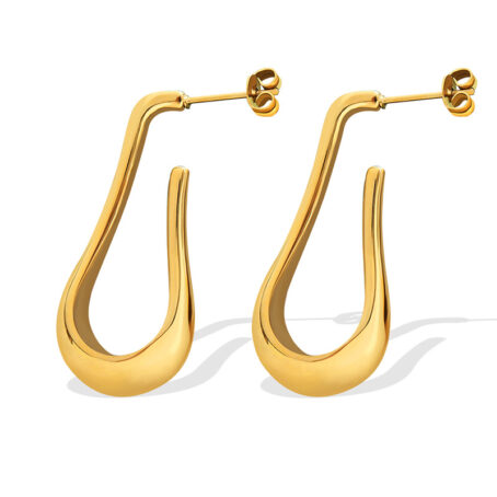 Elegant K18 Gold-Plated Curved Earrings