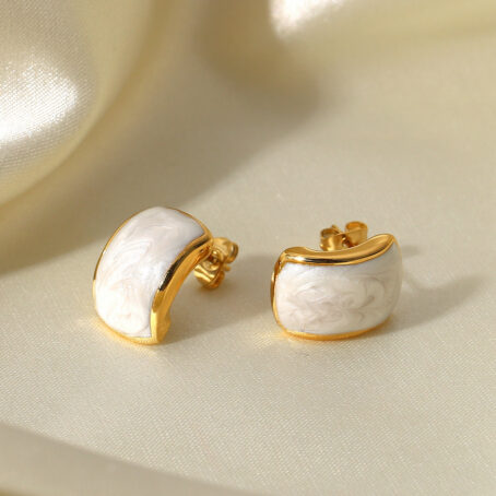 Elise K18 Gold-Vermeil Enamel Earrings - Image 5