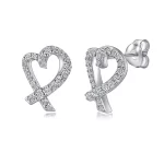 Love Entwined – Moissanite Ribbon Heart Stud Earrings