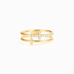 The Covenant – Yellow Gold Moissanite Double Cross Ring