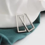Sterling Silver Elongated Rectangular Hoops